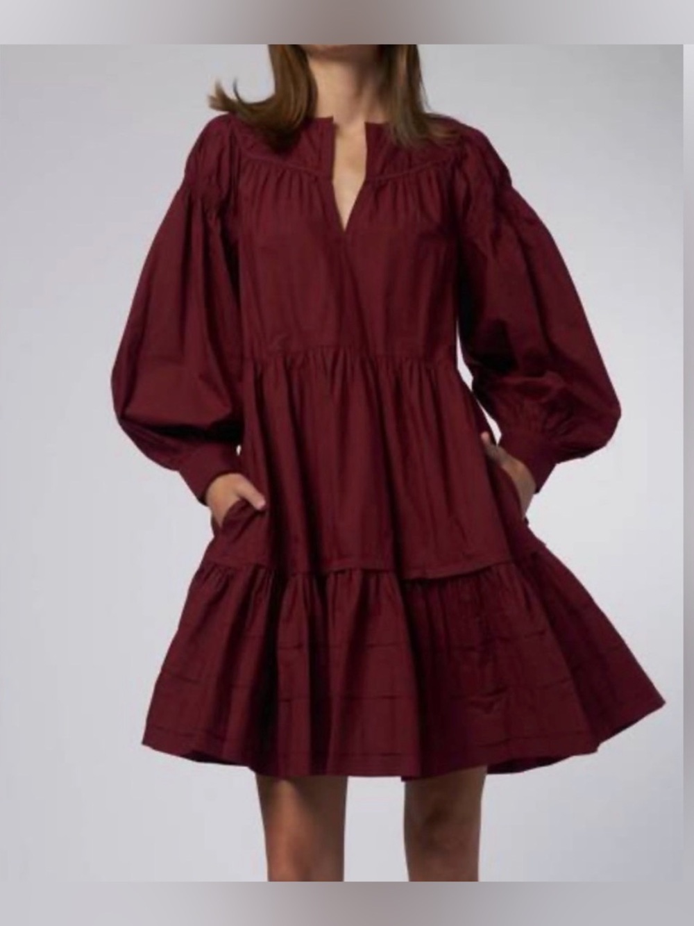 Ulla Johnson Burgundy Balloon-Sleeve Mini Dress NWT Size 2